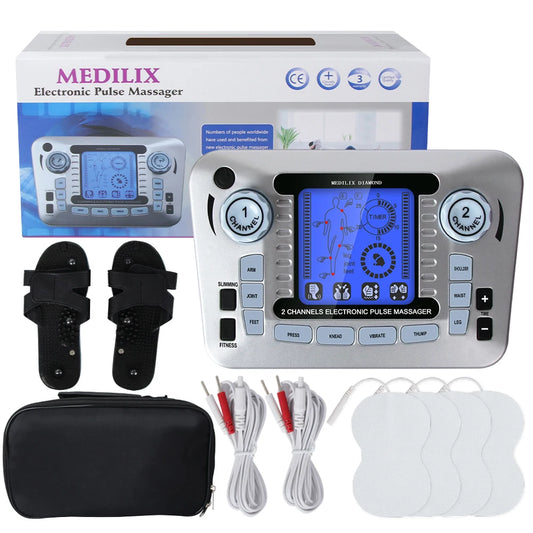 Electric EMS Muscle Stimulator Acupuncture Pain Relief Pulse Body Massager Tens Physiotherapy Slimming Machine Electrostimulator