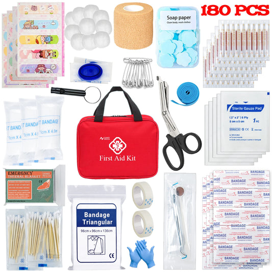 Emergency First Aid Kit: Ultimate Survival Companion180 Piece All-Purpose Tactical Emergency First Aid Kit - Essential for Car, Military, Camping, and Beyond